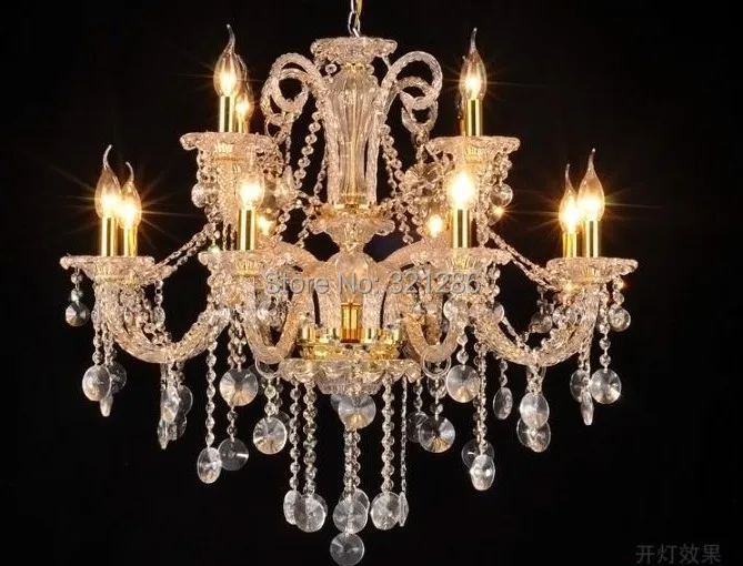 

Luxury Crystal Chandelier 15 Lights e14 bulb lamp for living room bedroom gold candle k9 crystal chandelier light bedroom lamp