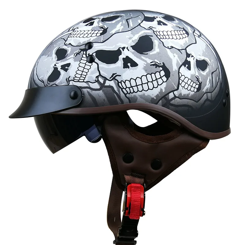 Мотоциклетный шлем TORC винтажный полушлем с козырьком T55 в стиле ретро черепом