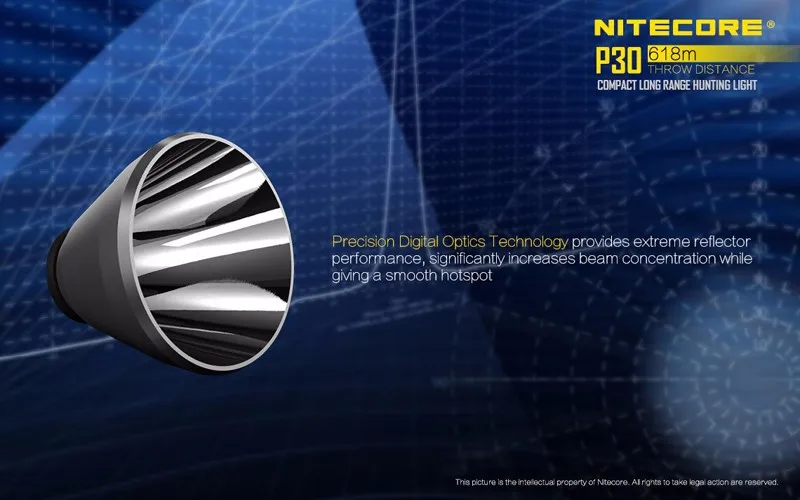 Охотничий светильник Nitecore P30 компактный светодиодный светильник дальнего действия с дальностью луча 618 м