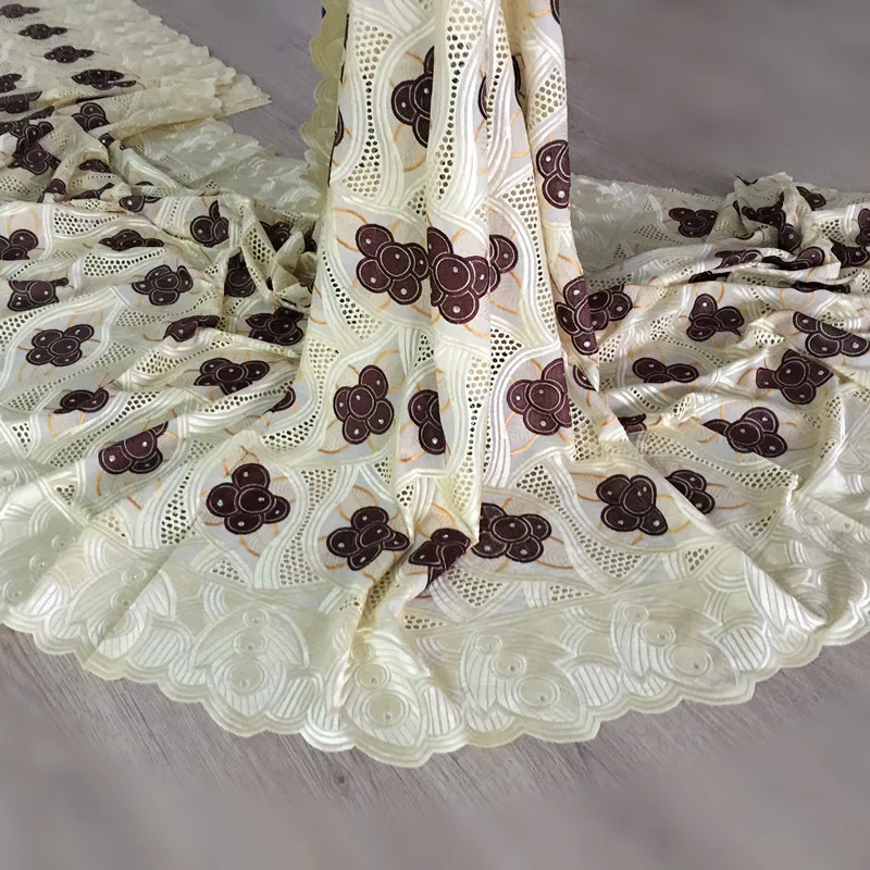 2019 Новый дизайн африканская ткань высокого качества хлопок кружева бежевый