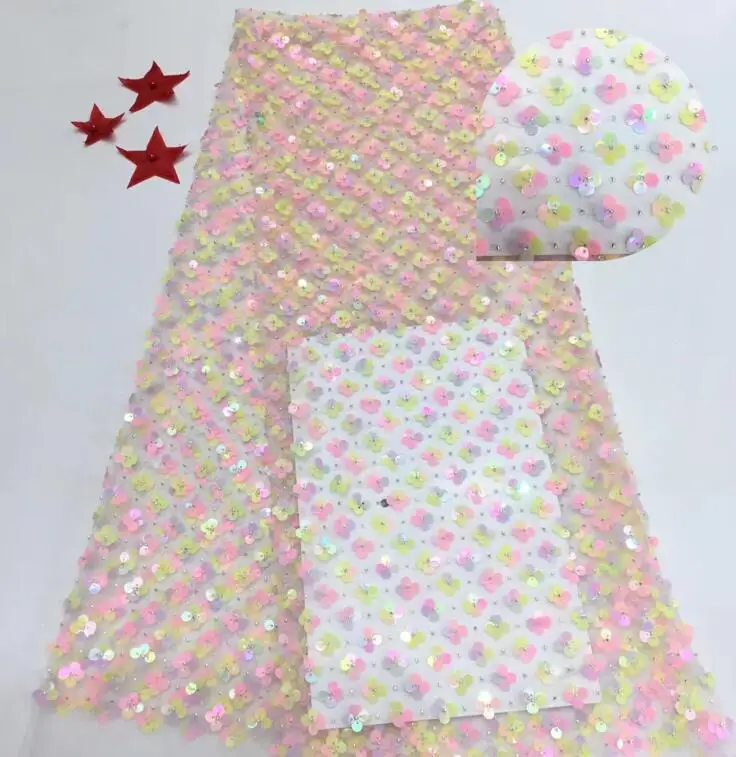 

ZH-7327 Latest african net lace fabric with sequins French Net Lace Fabric