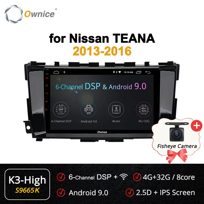 Ownice, Android 9,0, четыре ядра, 360, панорама, автомагнитола, K3, K5, K6, для Nissan, Teana, Altima, 2013-, gps радио, 4G, DSP оптический - Цвет: S9665 K3-High