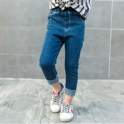 Весенние джинсовые брюки для девочек 2017 детские джинсы детская одежда малышей