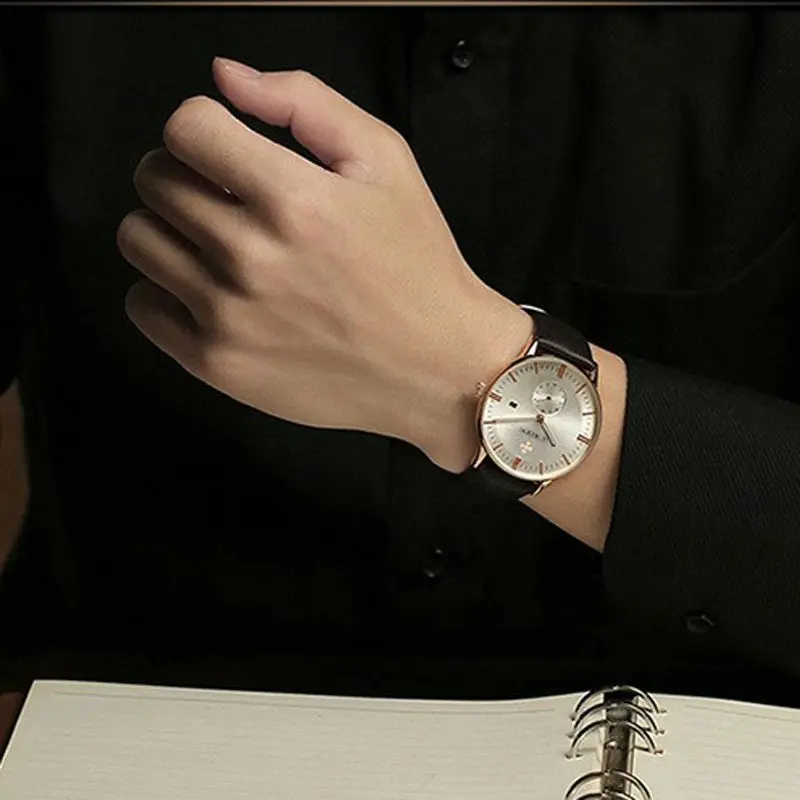 2017 WWOOR мужские часы Топ Бренд роскошные кожаный ремешок повседневные кварцевые