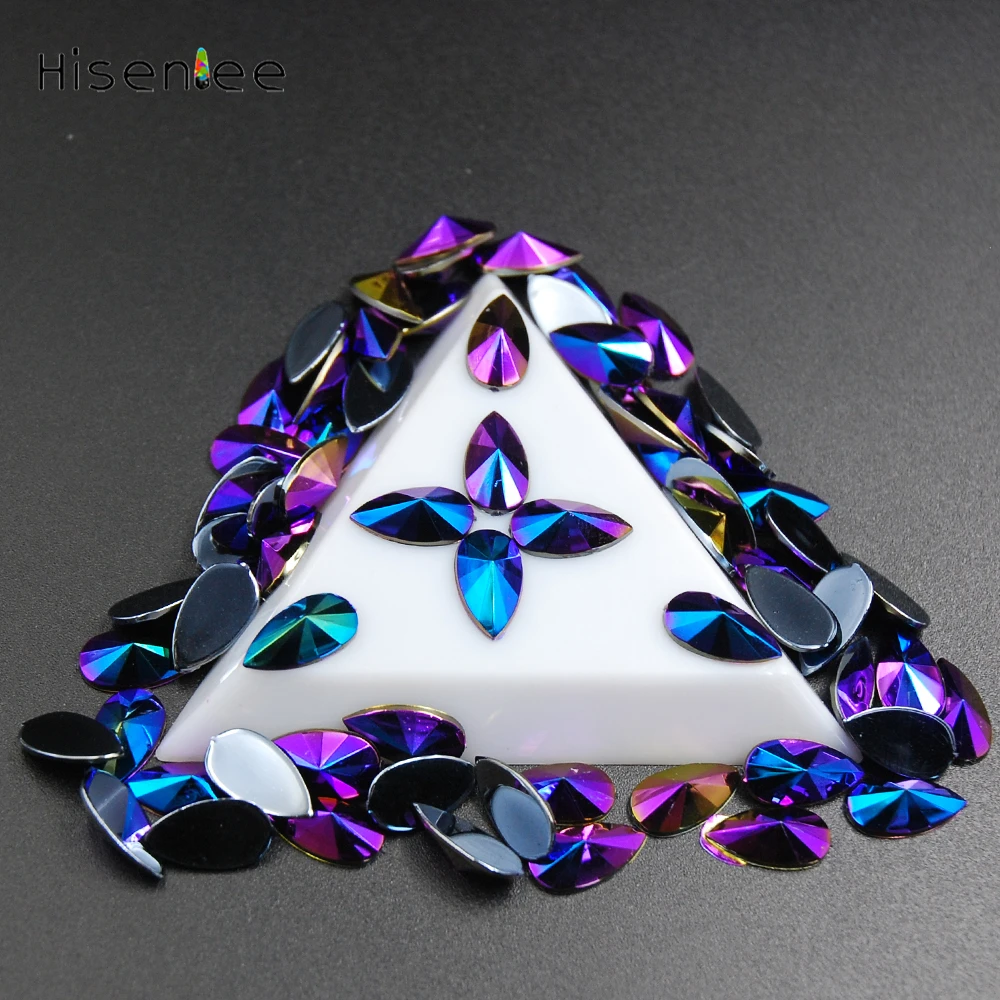 

100pcs Acrylic Rhinestones 8x13mm Teardrop Shape Flatback Pointed Surface Gemstones DIY Accessories for Wedding Clothes Crafts