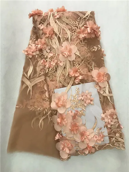 

Popular African tulle lace fabrics, Nigeria sewing mesh embroidery 3D floral lace Christmas dress fabrics