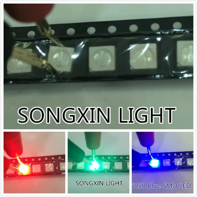 20 шт. smd5050 LED SMD 5050 RGB чип PLCC 6 триколор красный зеленый синий светодиод