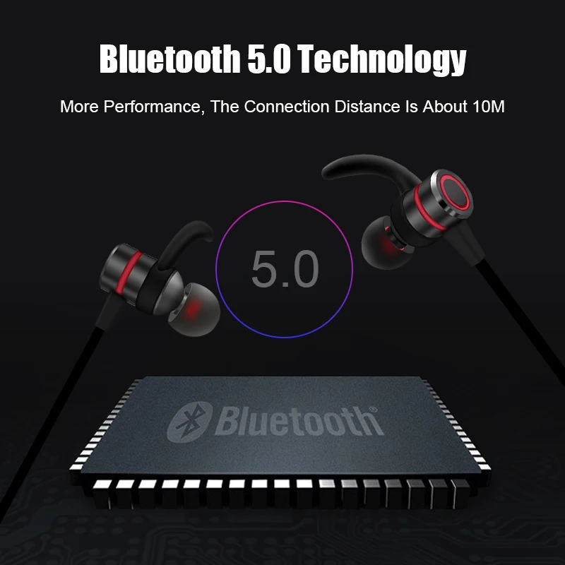 Металлические Магнитные Bluetooth наушники M & J беспроводные с защитой от пота TF