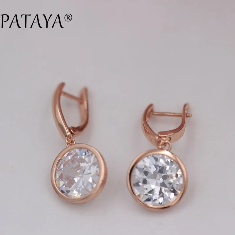 PATAYA, новинка 585, розовое золото, розовый цвет, круглый натуральный кубический цирконий, свисающие серьги, разноцветные, RU, популярные, эксклюзивный дизайн, серьги