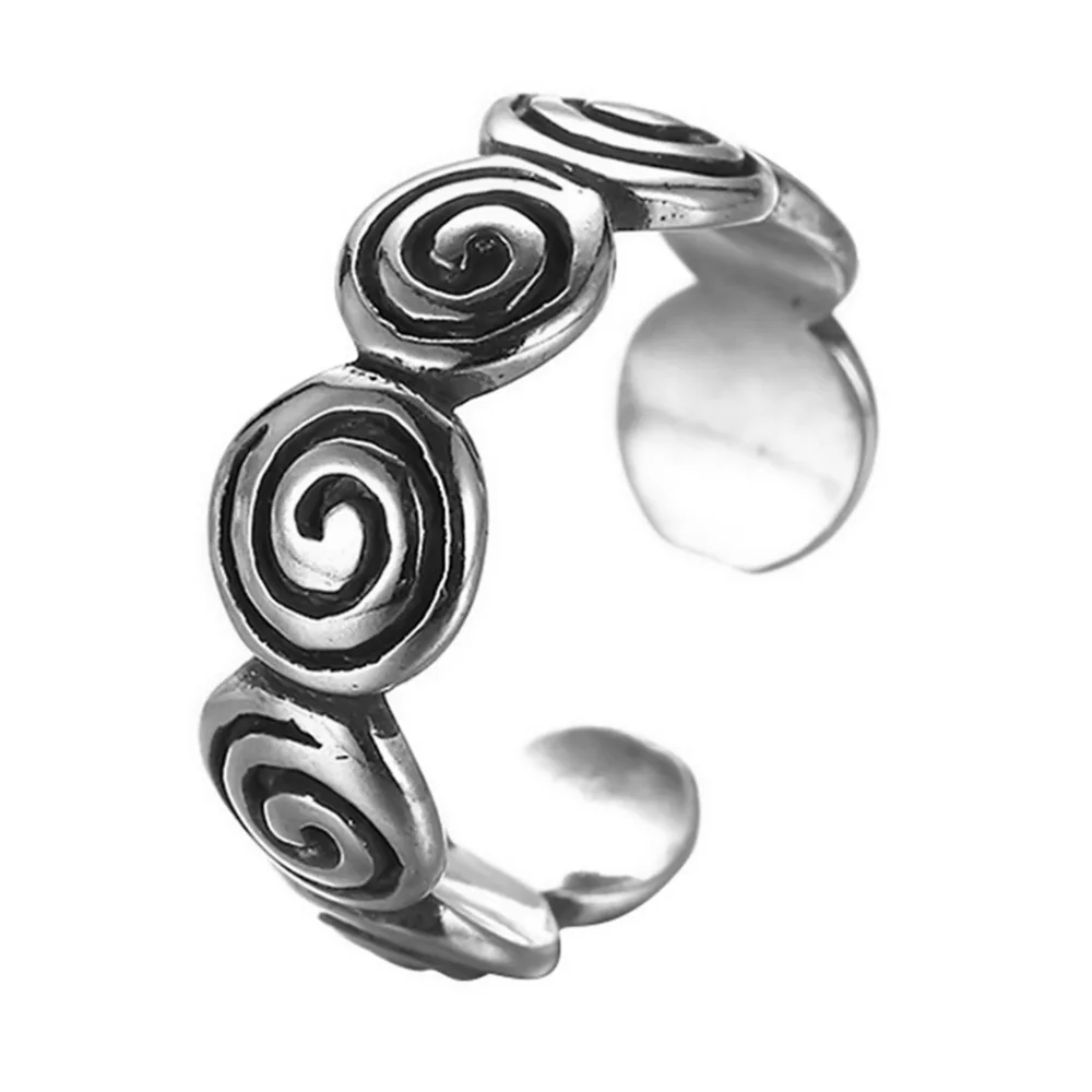 Todorova Fingerprint Vintage Ring Gothic Swirl Adjustable Open Twisted Spiral Jewelry Wedding Band | Украшения и аксессуары