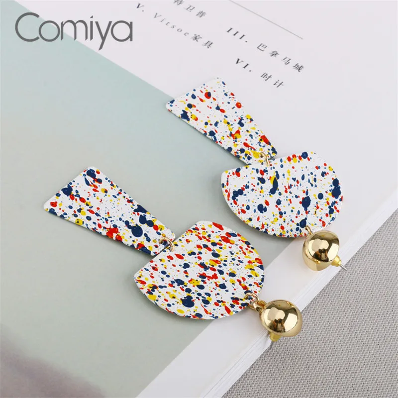 Comiya Ethnic Earrings Acrylic Mix Color Personality Long Jewelry Zinc Alloy Boucles D'Oreilles Pour Les Femmes Earring Women |