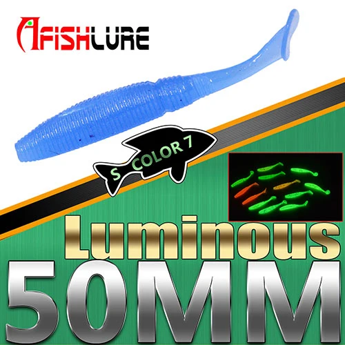 color 4 15 шт./партия светящаяся T Tail Мягкая приманка 1 г 50 мм светящаяся в темноте T Tail приманка джиг головная Мягкая приманка для бас-приманки для рыбалки мандарин pesca - Цвет: color 4