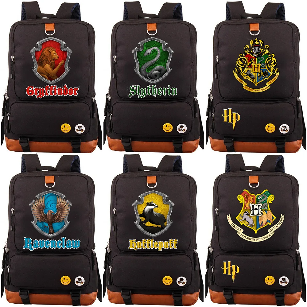 Школьный Рюкзак Hufflepuff Slytherin Gryffindor для мальчиков и девочек, женский рюкзак, школьные сумки для подростков, Холщовый мужской студенческий рюкзак