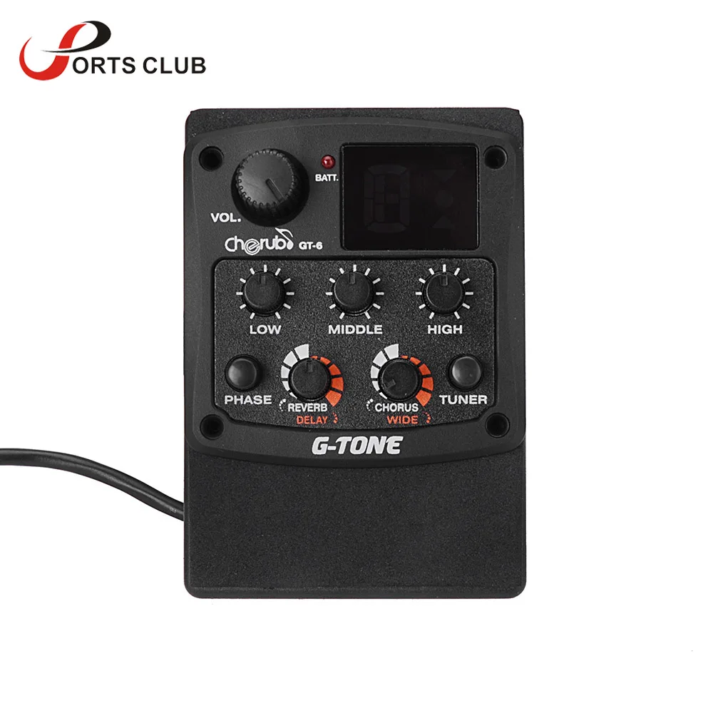 Cherub GT 6 Акустическая гитара Preamp Piezo Pickup 3 полосный эквалайзер ЖК тюнер с