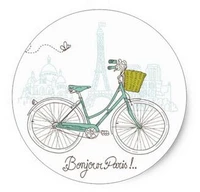1 5inch vintage bicycle with cute basket in paris classic round sticker