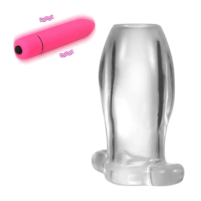 Silicone Hollow Anal Plug Vibrator Massage G-spot Butt Stimulation Sex Toys for Women Men S L Size | Красота и здоровье