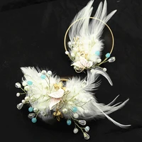 2 styles fairy cosplay hair flower white hair accessories flower feather vintage hair flower fox cosplay princess cosplay