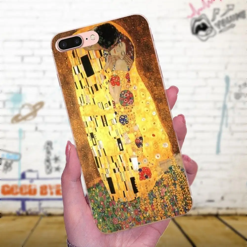 Мягкая кожа Paintin для Apple iPhone X XS Max XR 4 4S 5 5C 5S SE 6 6S 7 8 Plus Gustav Klimt Tree Life Kiss|Чехлы-накладки|