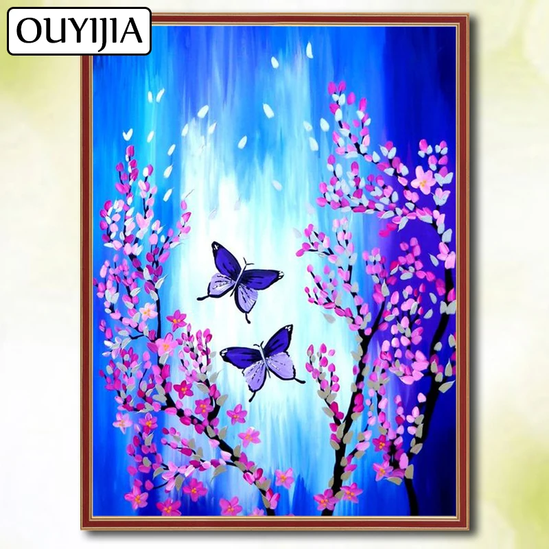 Цветок OUYIJIA мультфильм бабочка 5D DIY алмазная живопись полная квадратная Алмазная