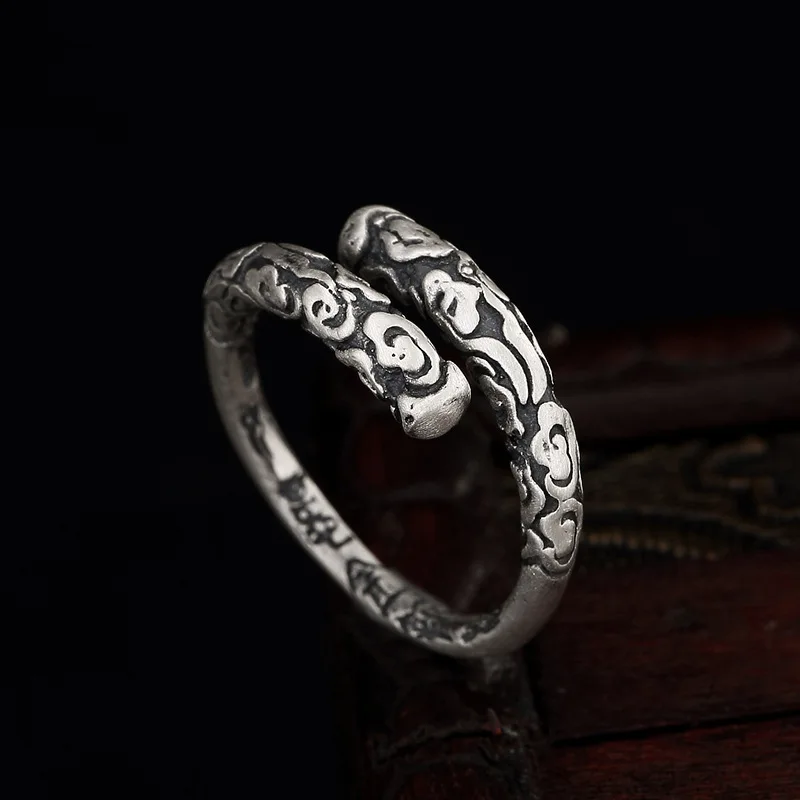 

100% Pure 999 Sterling Silver Jewelry Rings Punk Mens Signet Ring For Women Special Christmas Gift FR022