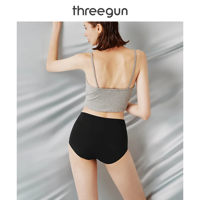 THREEGUN 2 шт. женские хлопковые трусики с высокой талией Длинные трусы Стрейчевые
