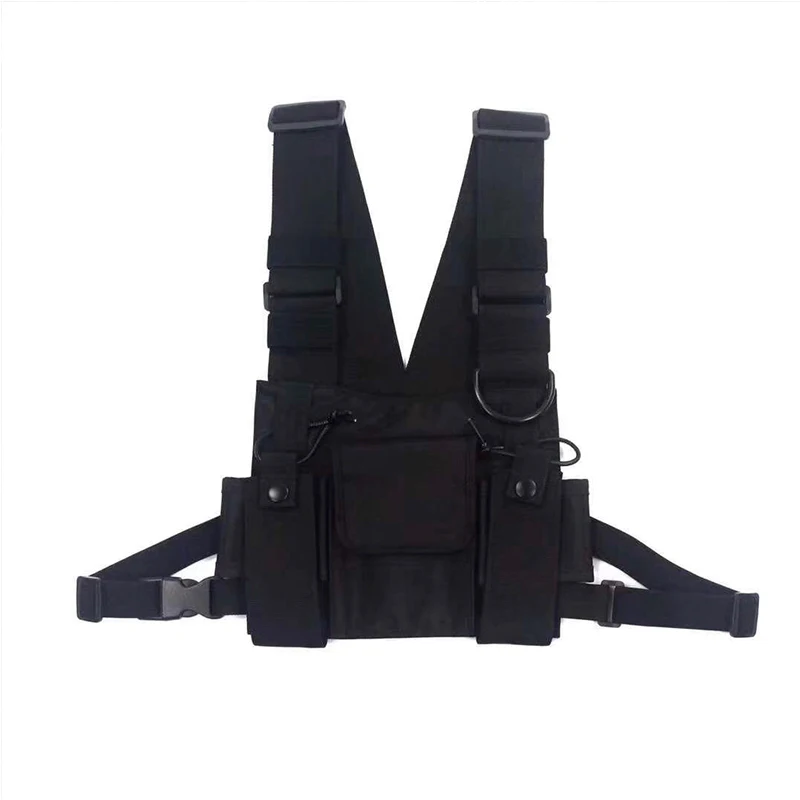 Черная тактическая сумка для мужчин нейлоновая нагрудная в стиле хип хоп уличная