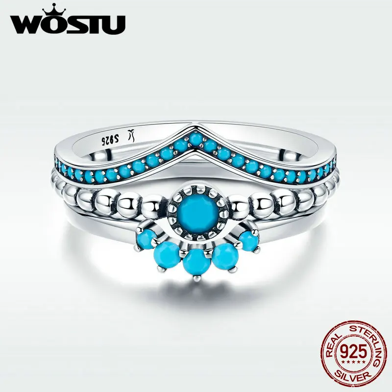 Женские складные кольца WOSTU из стерлингового серебра 925 пробы с фианитами в виде