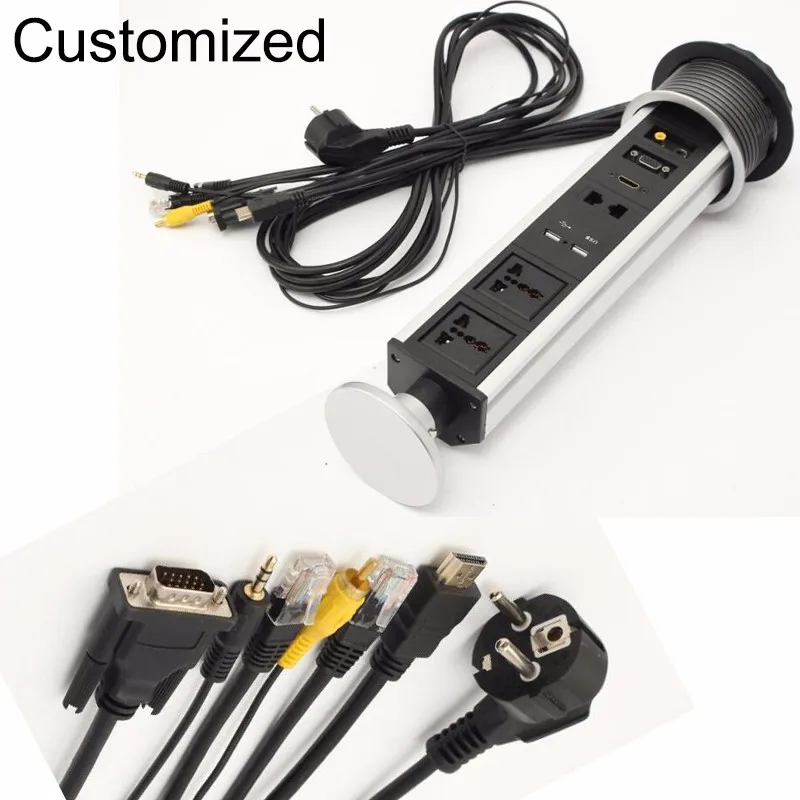 

New Universal plug universal av power RCA ,RJ45 Lan,RJ11,HDMI ,VGA,Audio TV furniture pop up cable socket retractable socket