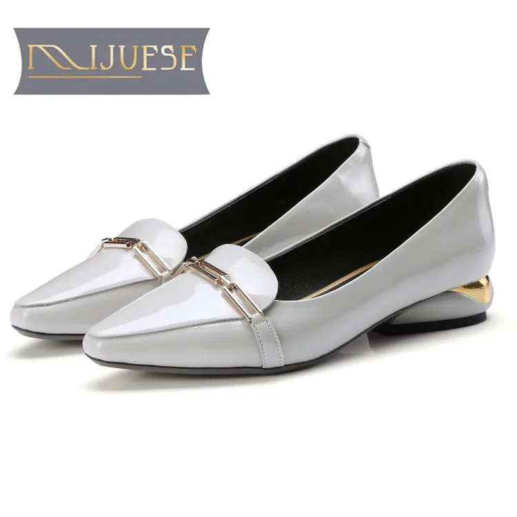 MLJUESE/женские туфли-лодочки из коровьей кожи сезон осень-весна черные на высоком