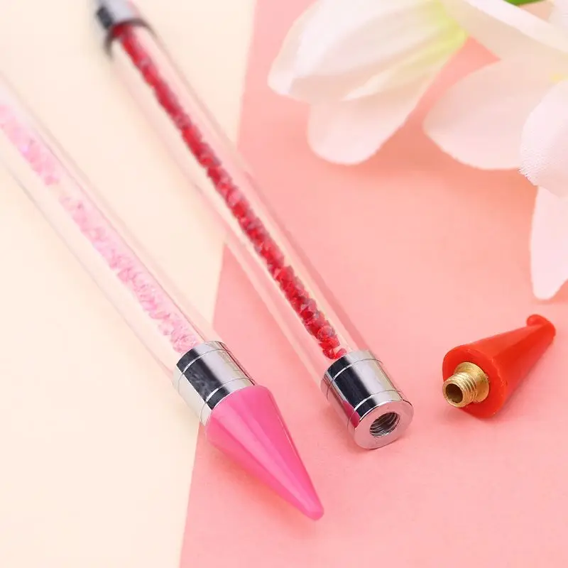 Двойная Концевая ручка для дизайна ногтей Стразы выбора воска карандаш