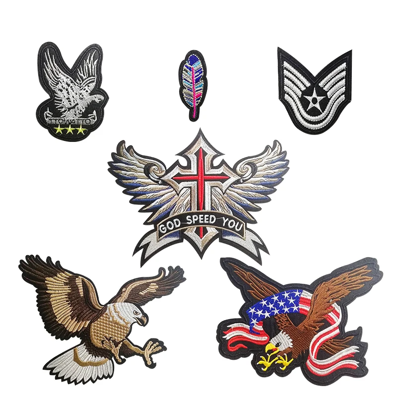 Вышитые байкерские нашивки PGY с крыльями орла и перьями для джинсов мужская