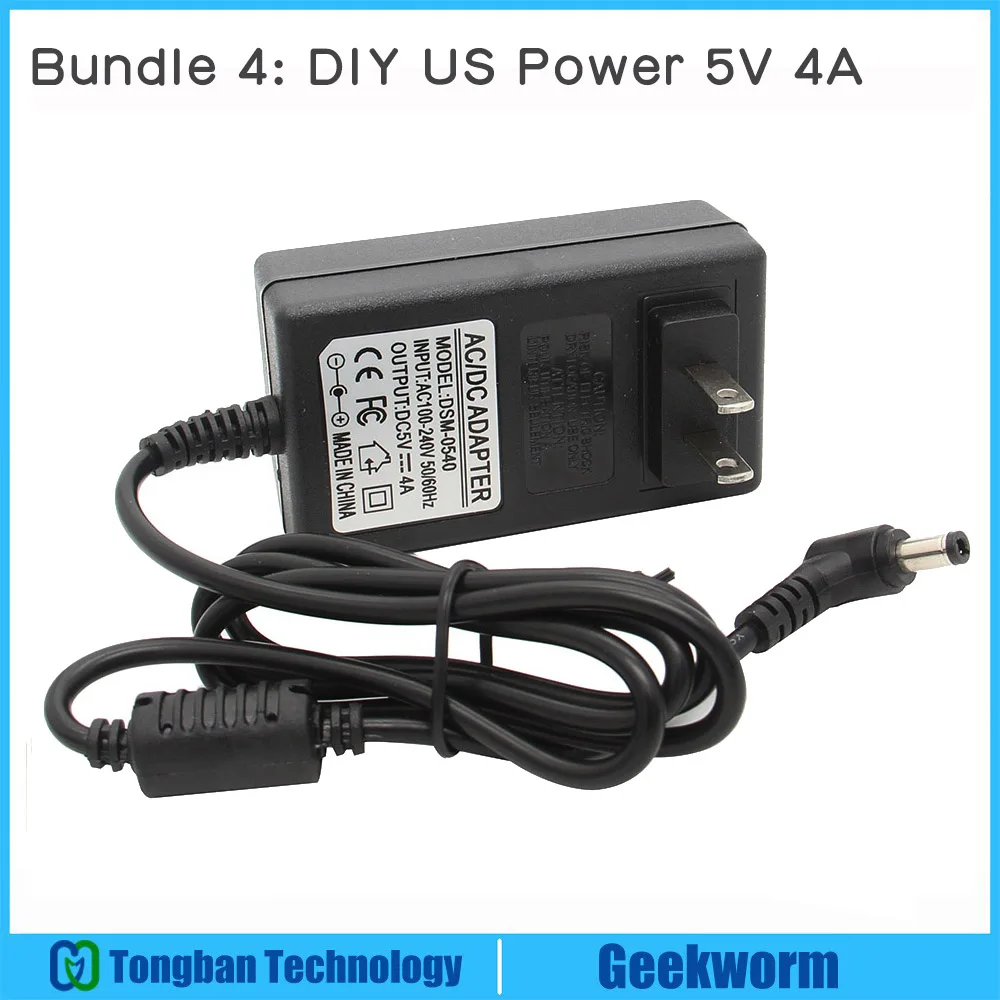 DIY US Power 5V 4A DC 5 В 4A адаптер питания с вилка Европа/США DC5.5x2.5 для Raspberry Pi X825, X820, X800 SATA Плата расширения/X735/X750 UPS шляпа - Цвет: DIY US Power 5V 4A
