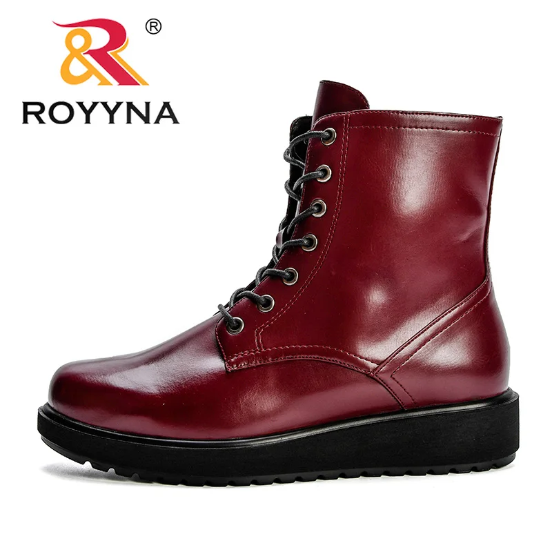 

ROYYNA 2019 New Leather Women Boots Winter Short Plush Shoes Feminina Female Motorcycle Ankle Boots Fashion Women Botas