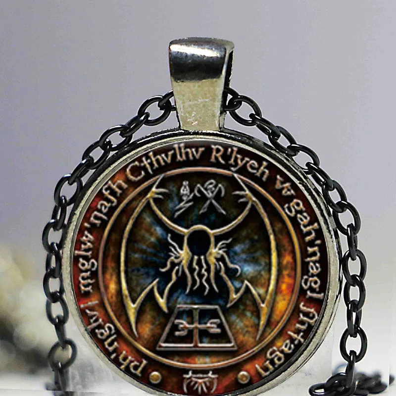 Cthulhu R'lyeh Sigil Pendant inspired by H.P. Lovecraft Necklace Glass Photo cabochon necklace | Украшения и аксессуары