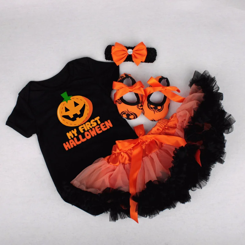 4 шт./компл. счастливый костюм на Хэллоуин для детей одежда боди маленьких девочек