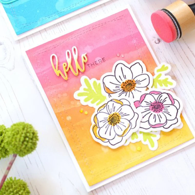 Anemone Многослойные цветы, прозрачный силиконовый штамп для рукоделия, скрапплинг, фотоальбом, декоративные открытки, изготовление 6X8 дюймов