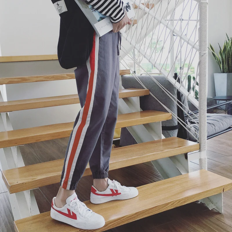 2017 Осенние новые мужские модные спортивные штаны в полоску штаны-шаровары с