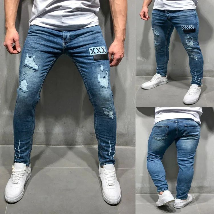 Kot Pantolon Erkek мужские рваные джинсы, модные джинсы, Vaquero Hombre, мужские джинсы с дырками, Стрейчевые джинсы без шнуровки