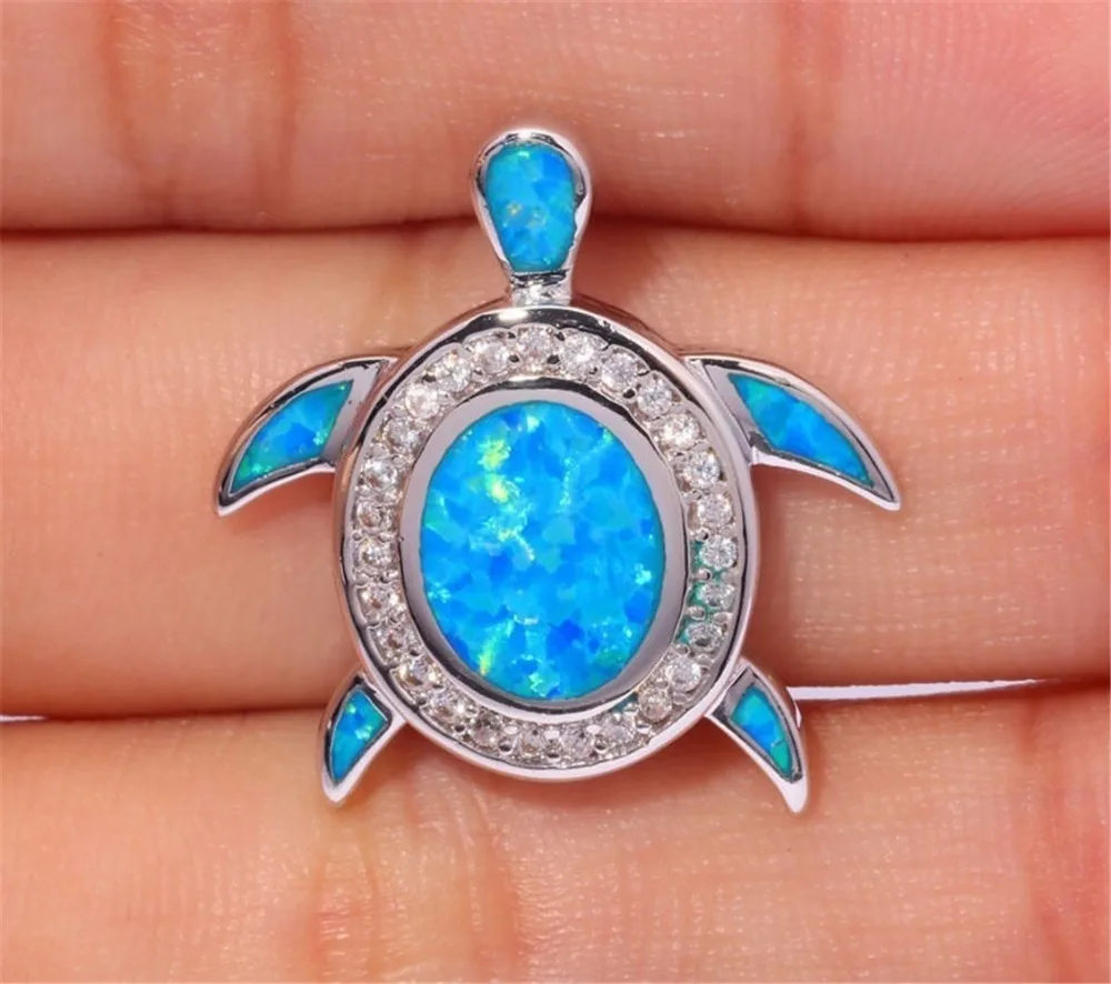 Ожерелье с подвеской в виде черепашек Стразы имитацией опала для женщин и