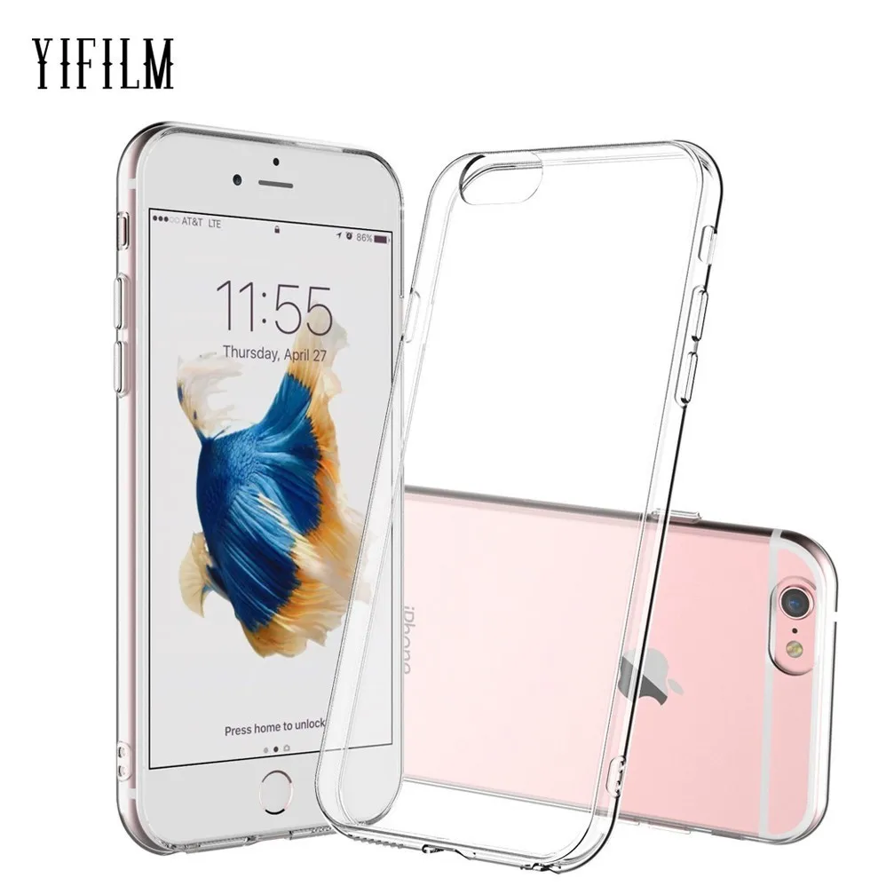 Для iPhone 6 6S / Plus Прозрачная мягкая ТПУ ультратонкая защитная задняя крышка для