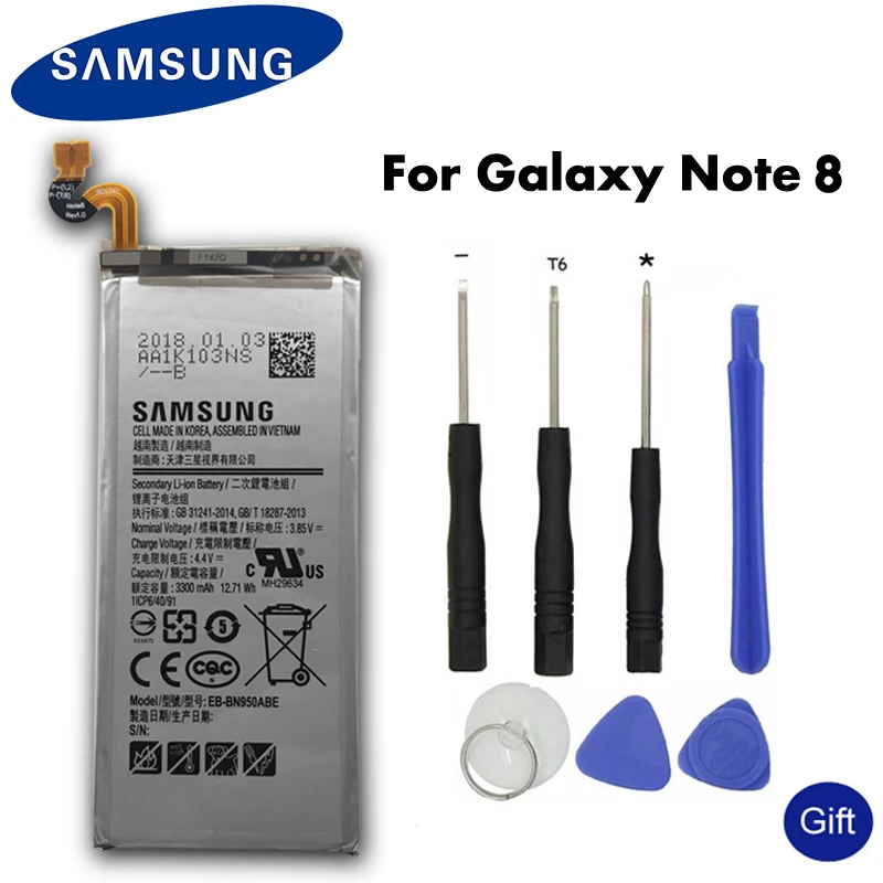 Оригинальная запасная батарея Samsung аккумулятор для GALAXY Note 8 N950 N950F N950U N950N 3300 мАч