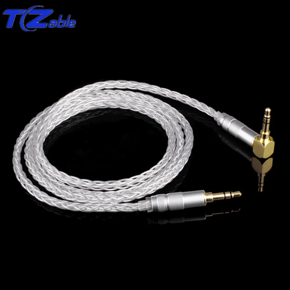 

3.5mm Audio Cable Hifi Headphone Jack Single Crystal Copper Plated Silver Wire Stereo Jack 90 Degree Adaptor Earphone Cable DIY