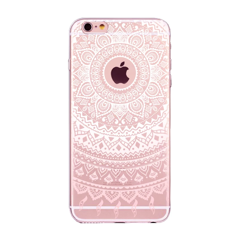 Patterned Phone Case For iPhone 6 6S 7 8 Plus X 5 5S SE Transparent Floral Paisley Flower Mandala Henna Silicone Soft Cover |