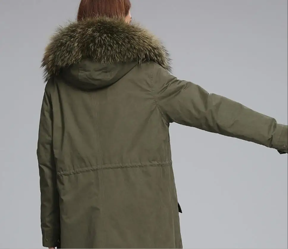 2018 winter fur + overcoming women's rex rabbit liner jacket coat overcome parkas big raccon dog collar outwear L1297 | Женская