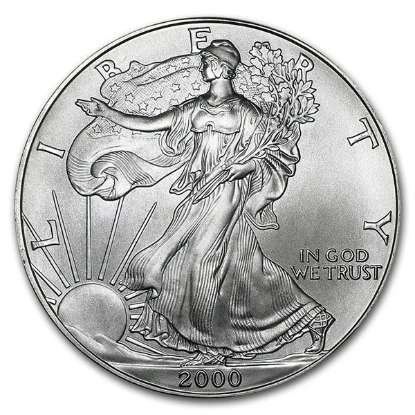 2000 Silver Горячая золотая монета американский золотой Орел 1 сувенирная монета. 999 Bullion Золотая круглая монета, американский золотой Орел 1 унций - Цвет: 2000 Silver