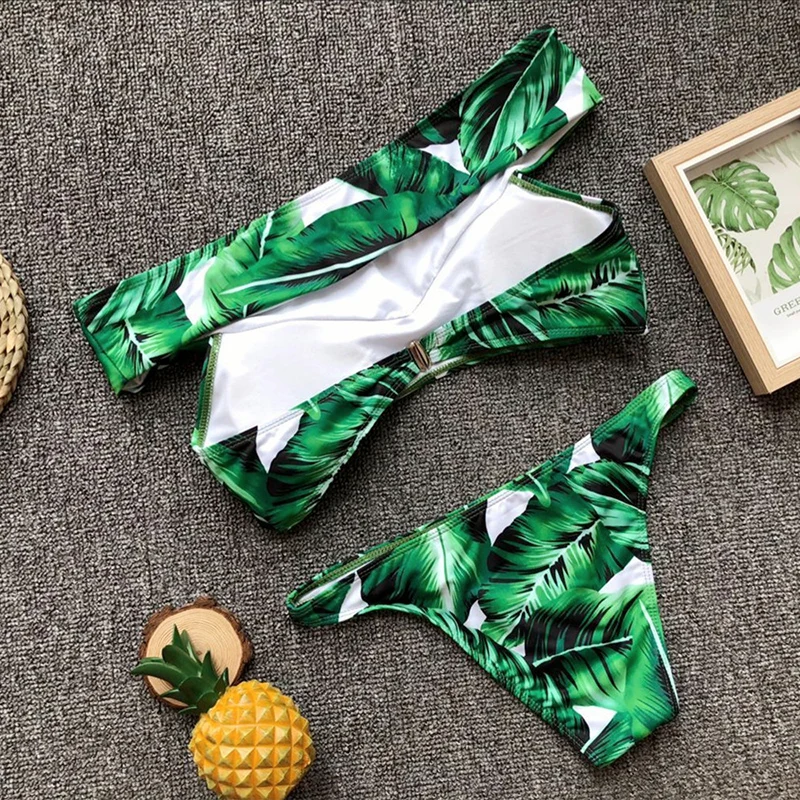2018 сексуальный комплект бикини пуш ап с принтом листьев купальные костюмы на