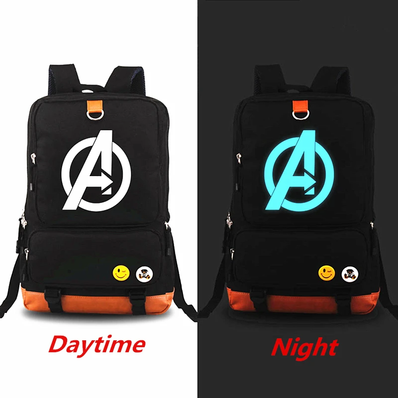Светящийся рюкзак с логотипом мстители большие вместительные дорожные сумки