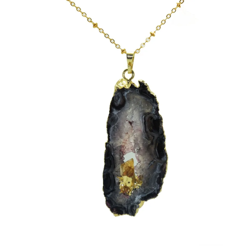 Синий неровный мраморный натуральный slab geode druzy коннектор ожерелье случайный