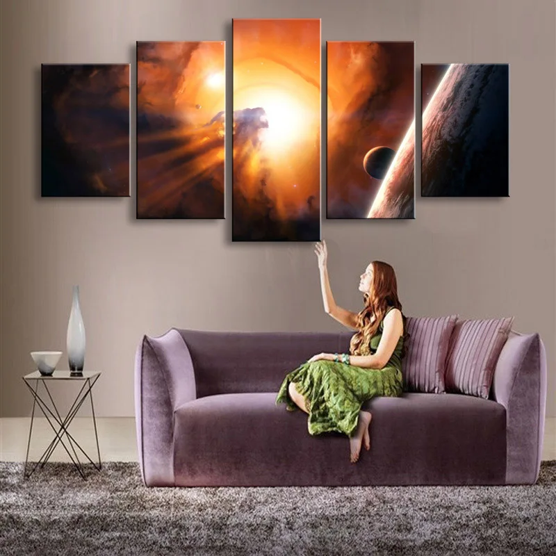 5 pieces high-definition print Nebula canvas oil painting poster and wall art living room picture XY-018 | Дом и сад