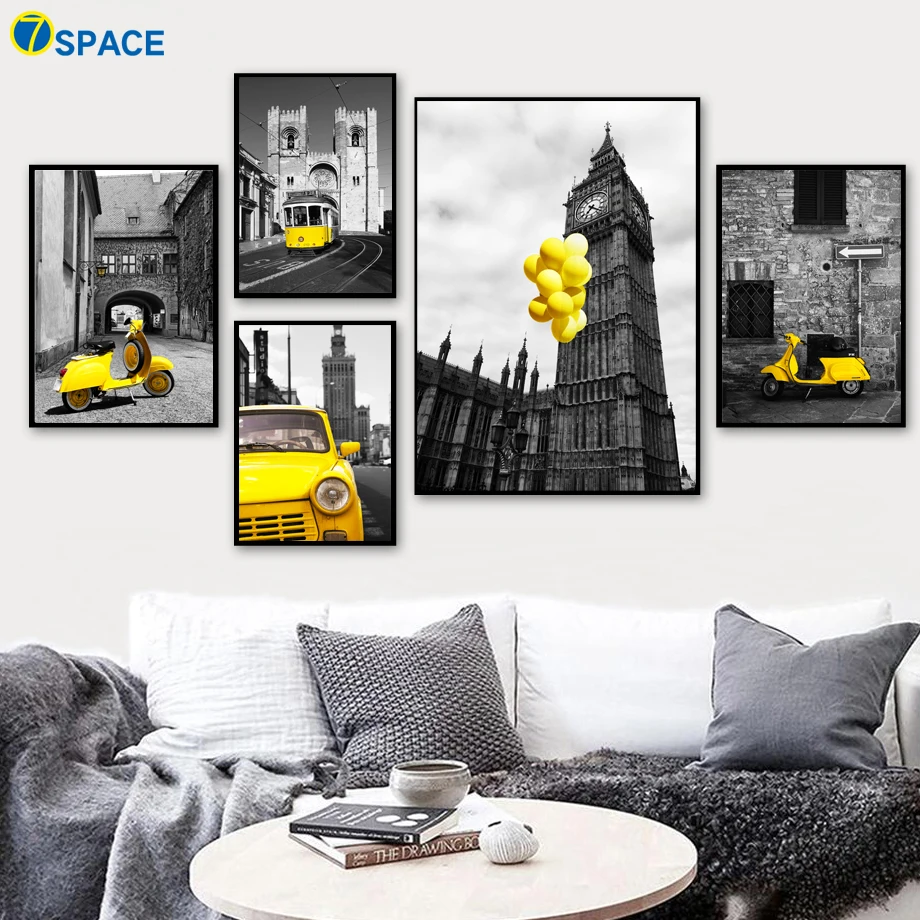 

Wall Art Canvas Painting Nordic Posters And Prints Clock Tower Motorcycle Car Wall Poster Canvas Pictures For Living Room Decor